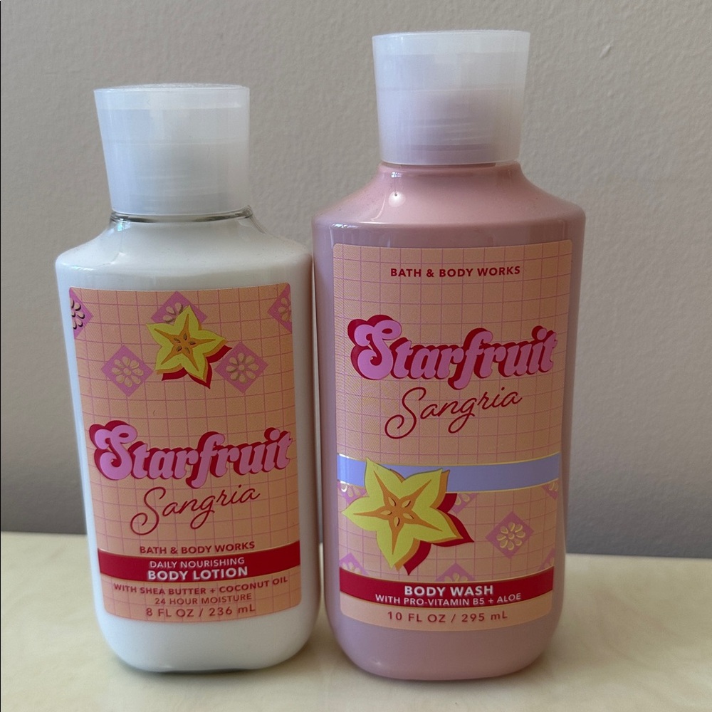 NIB Bath & Body Works Star Fruit Body Wash and Lotion- Orange & White
